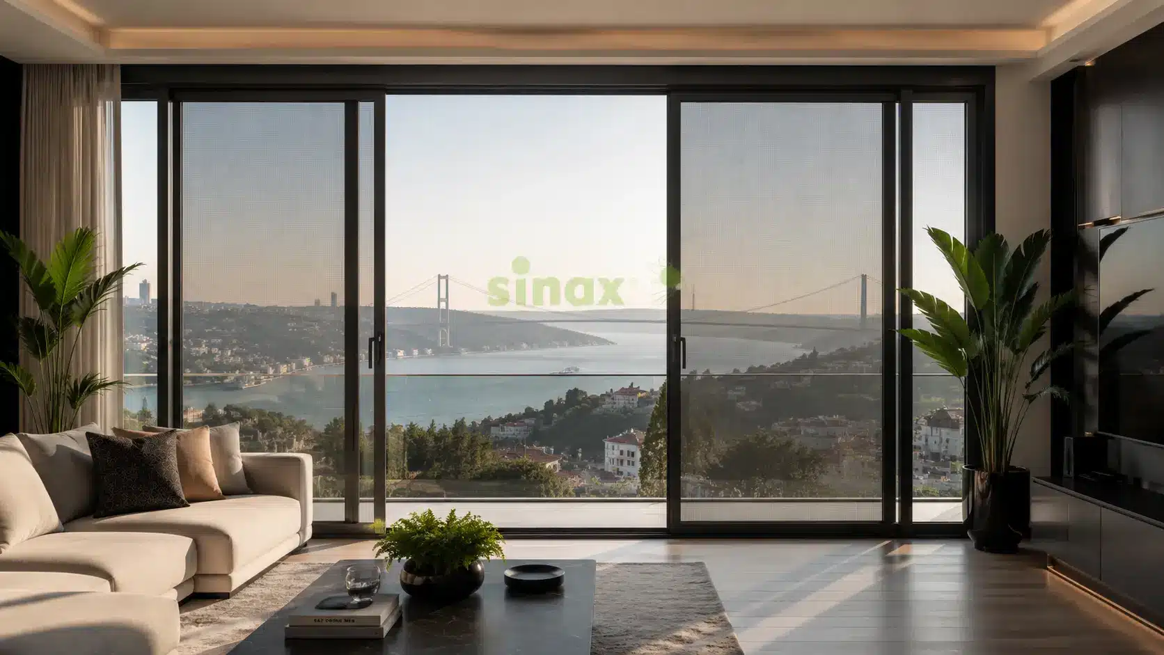En iyi sineklik markası arayışına örnek: İstanbul manzaralı salonda premium sineklik uygulaması