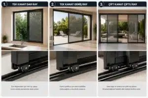 Sürme Sineklik (Raylı Sistem) Nedir? Kullanım ve Bakım Rehberi Sürme sineklik Tuba Deluxe çift kanat çiftli ray sistemi tek kanat dar ray sistemi karşılaştırması