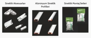 Sineklik Malzemeleri: Profil, Tül ve Aksesuar Rehberi Sineklik malzemeleri; sineklik aksesuarları, dayanıklı alüminyum sineklik profilleri ve pratik sineklik montaj setlerinden oluşan ürün seçenekleri.
